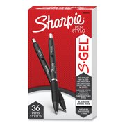 Sharpie S-Gel High-Performance Gel Pen, Retractable, Medium 0.7mm, Black Ink, Black Barrel, PK36 PK 2096193